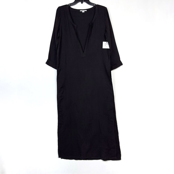 NEW O'Neill Black Kayson Maxi Cover-Up Dress Size Small High Side Slits - Picture 3 of 14